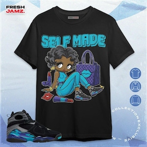 Maglietta unisex, felpa con cappuccio e cappuccio AJ 8 Aqua Sneaker Girl, da abbinare alle sneaker