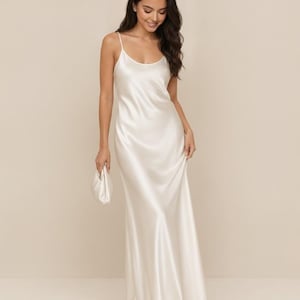 etsy silk slip dress White Silk Slip Dress