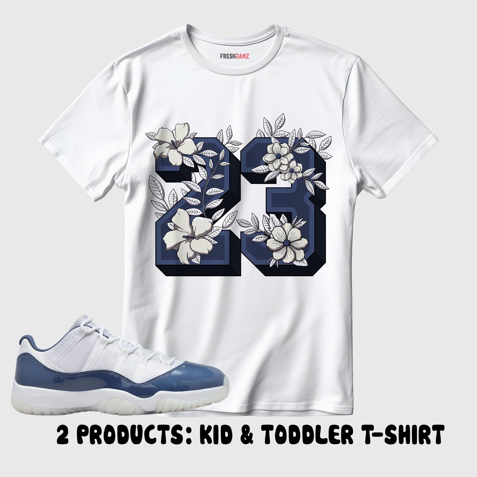 AJ 11 Low Diffused Blue Unisex Kid T shirt Toddler T shirt 23 Floral Shirt to Match Sneaker 2024 Back to School Etsy Canada