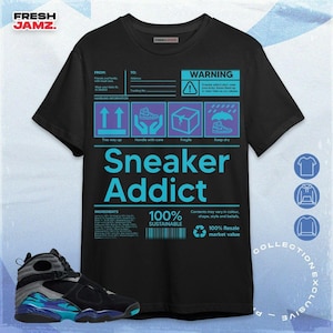 Maglietta, felpa con cappuccio e felpa AJ 8 Aqua Sneaker Addict unisex da abbinare alle sneaker
