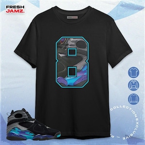 AJ 8 Aqua Numero CLP Numero 8 CM8 Maglietta unisex per adulti e bambini, felpa con cappuccio, felpa da abbinare alle scarpe da ginnastica