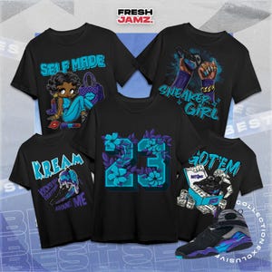 AJ 8 Aqua Shirt Collection, Blue Purple Black Graphic Tee, Unisex T-Shirt Match Sneaker, Gift for Sneakhead
