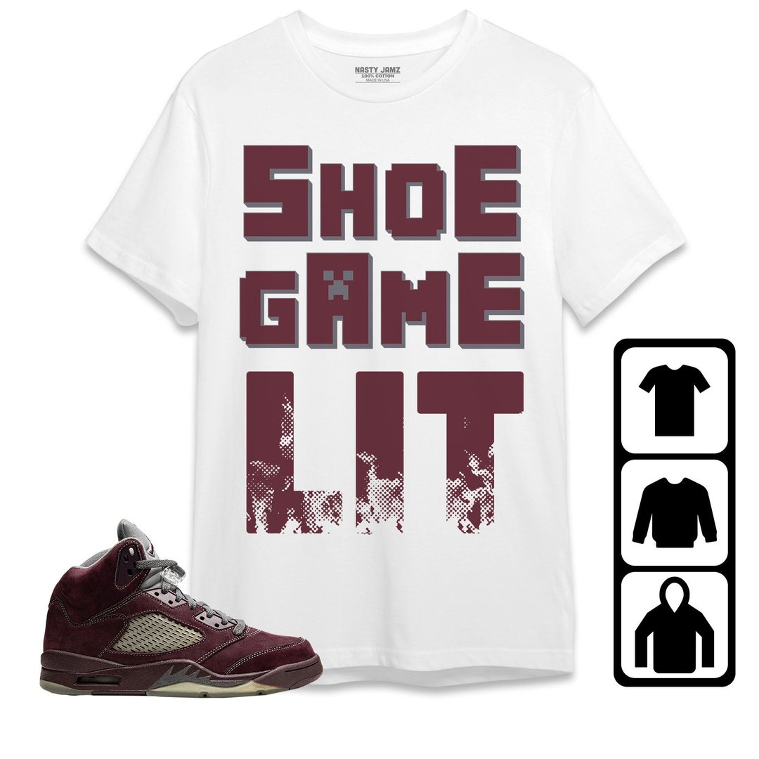 Jordan 5 Burgundy Unisex Shirt Kid Toddles Shoe Game Lit Etsy
