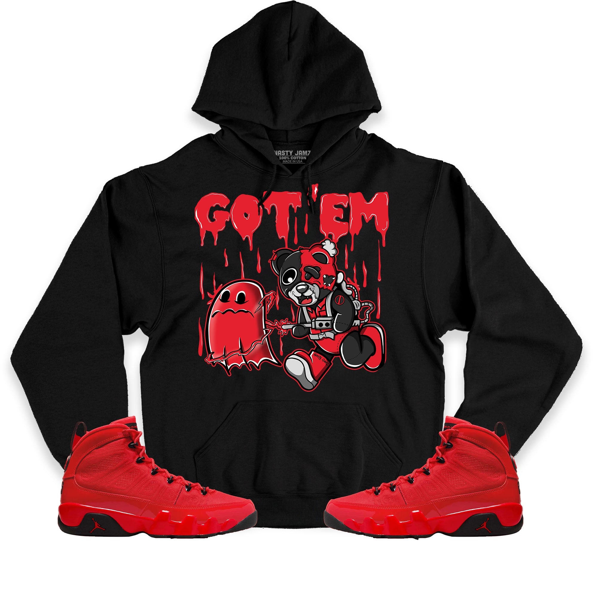 hoodies black and red