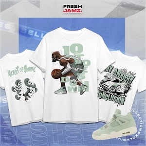 AJ 4 Seafoam Sail Shirt Collection, Mint White Graphic Tee, Unisex T-Shirt Match Sneaker