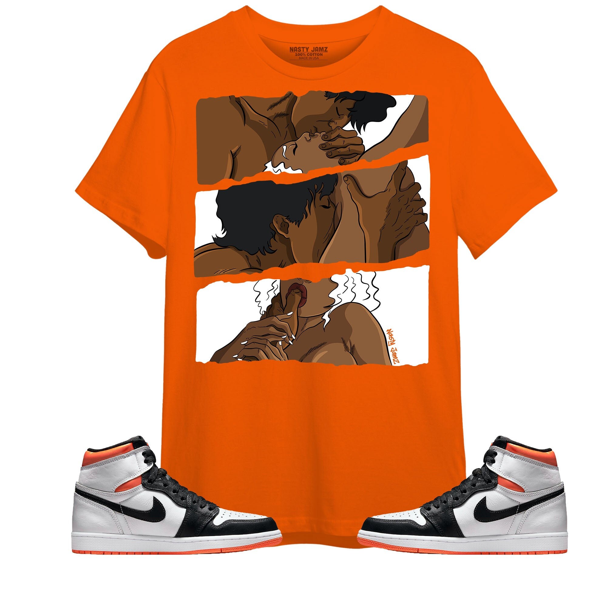 orange and white jordan 1 shirt