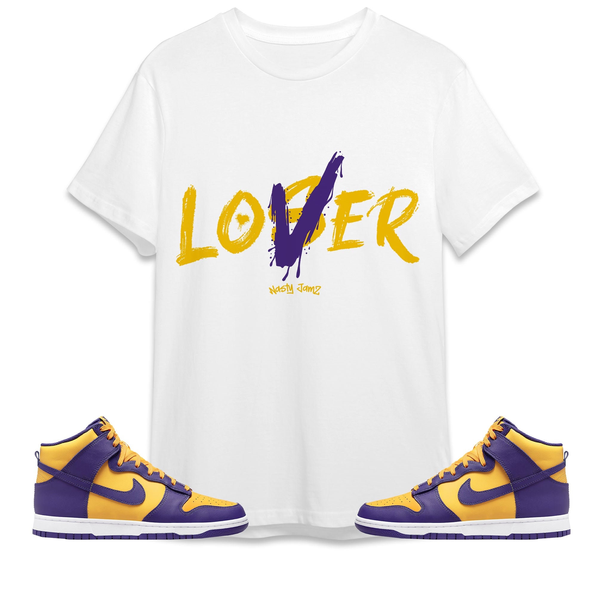Air Jordan 1 Hi FlyEase Lakers Style T-Shirt - REVER LAVIE