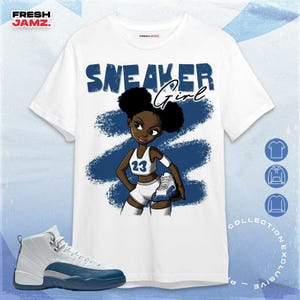 AJ 12 French Blue Black Sneaker Girl Unisex Shirt, Hoodie, Sweatshirt To Match Sneaker