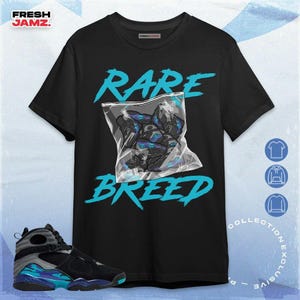 Maglietta unisex, felpa con cappuccio e sneaker abbinata AJ 8 Aqua Rare Breed Inside