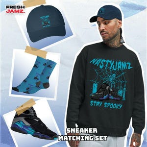 AJ 8 Aqua Spooky Kicks Unisex Shirt, Hoodie, Sweatshirt, Socks, Hat To Match Sneaker