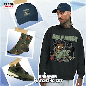 AJ 4 Undefeated Sneaker Girl Selfmade Unisex Shirt, Hoodie, Sweatshirt, Socks, Hat To Match Sneaker