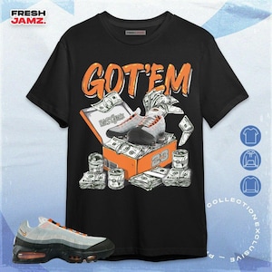 Maglietta unisex, felpa con cappuccio e cappuccio AM 95 OG Bright Mandarin Dollar Sneaker Box da abbinare alle sneaker