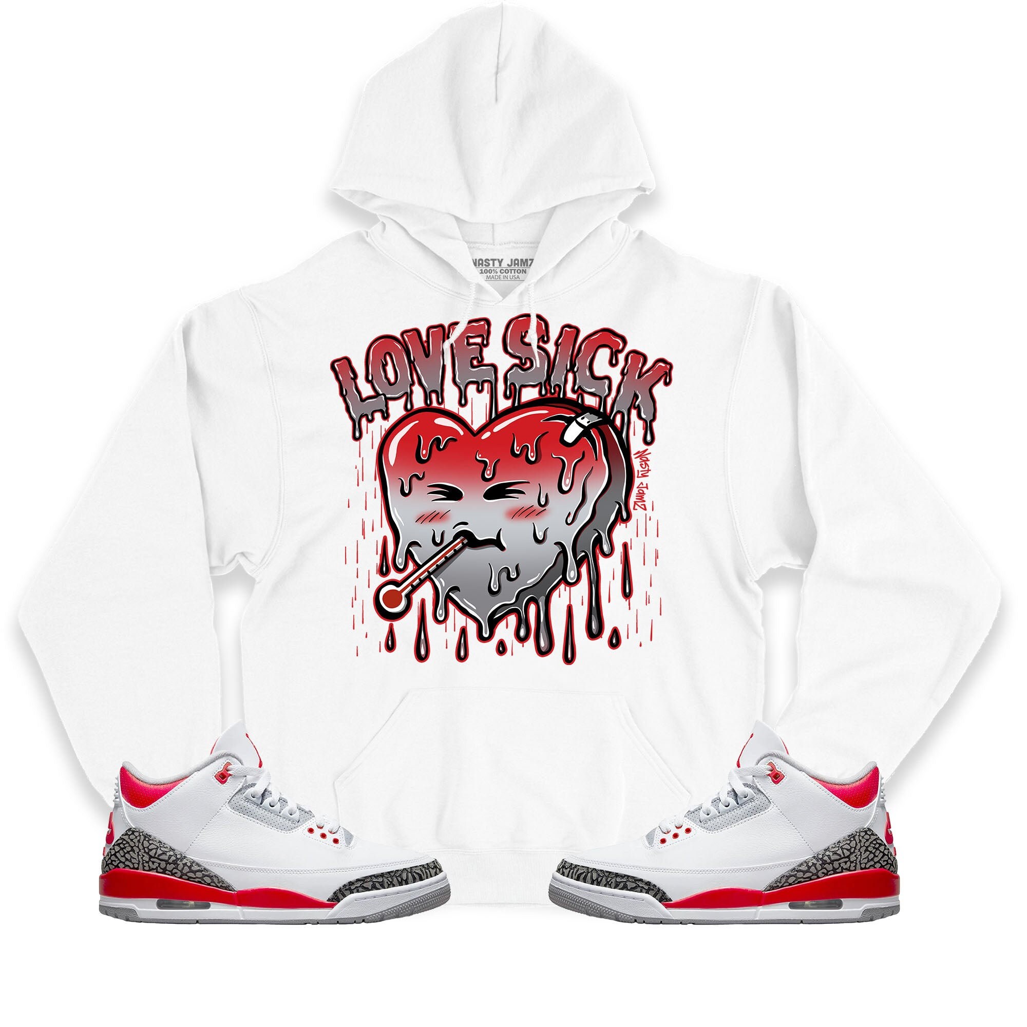 Love Sick Unisex Hoodie Match Jordan 3 Retro Fire Red 2022 Etsy UK