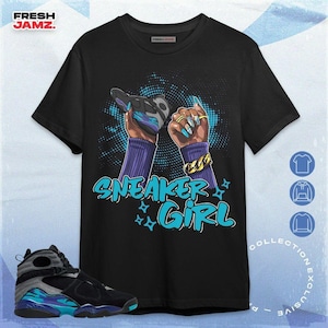Maglietta, felpa con cappuccio e felpa AJ 8 Aqua Sneaker Girl Nail unisex da abbinare alle sneaker