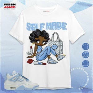 AJ 4 Vergissmeinnicht Sneaker Girl Selbstgemachtes Unisex Shirt, Hoodie, Sweatshirt Passend zu Sneaker