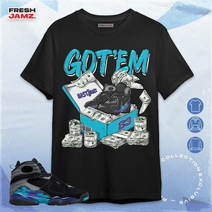 Maglietta, felpa con cappuccio e felpa unisex AJ 8 Aqua Dollar Sneaker Box da abbinare alle sneaker