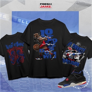 AJ 4 Rare Air Shirt Collection, Blue Red Black Graphic Tee, Unisex T-Shirt Match Sneaker