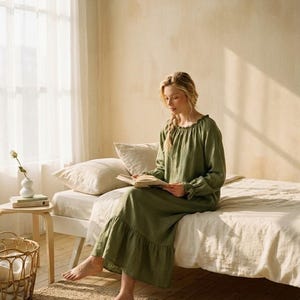 sleep maxi dress Floor Length Sleep Maxi Dress White Long Sleeve Wrap Dress Womens Small (Available In M, L)