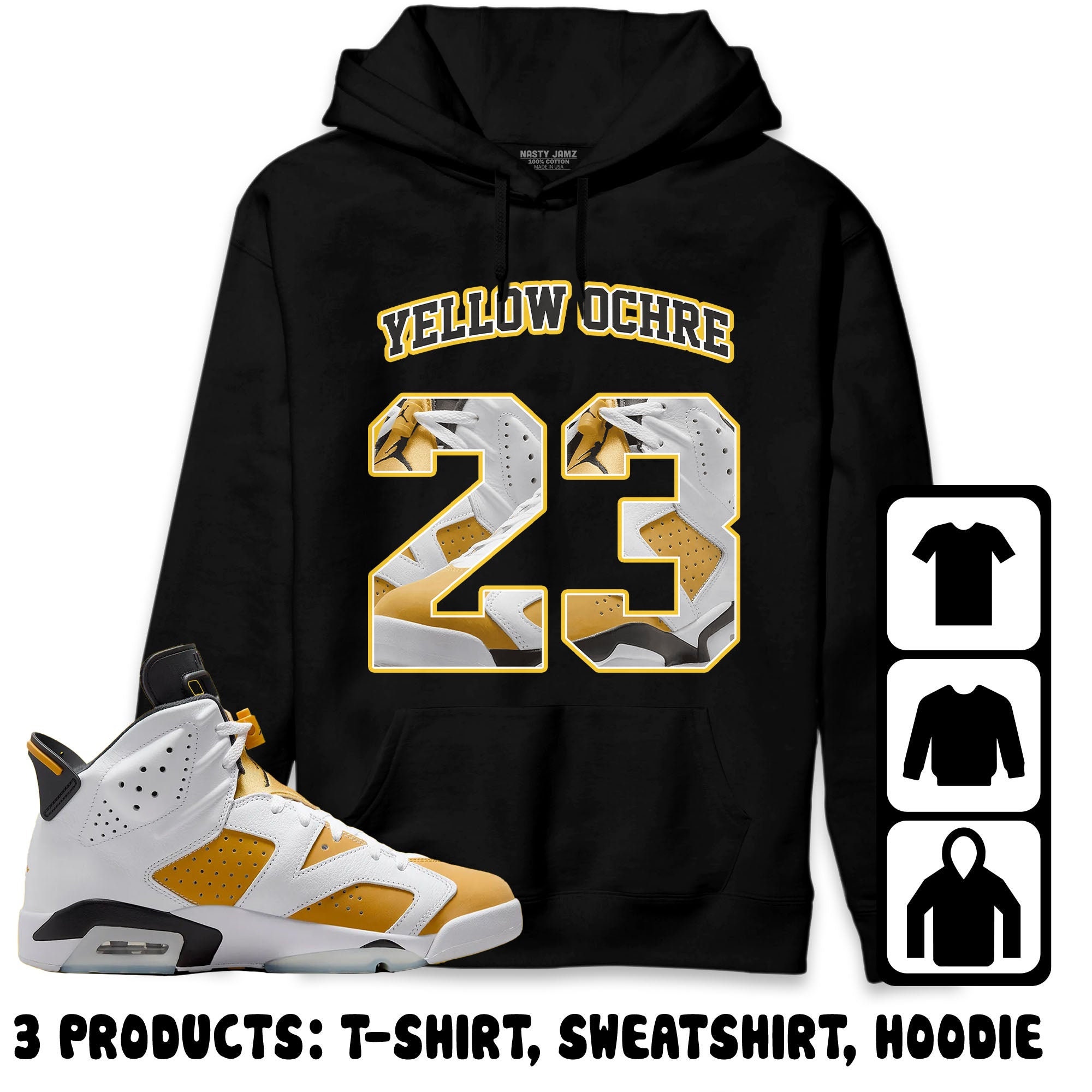 Jordan 6 Yellow Ochre Unisex T shirt Sweatshirt Hoodie Number 23 CM6 Name Shirt to Match Sneaker Etsy