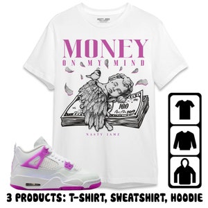 AJ 4 GS Hyper Violet Unisex T-Shirt, Sweatshirt, Hoodie, Money On My Mind Angel, Shirt To Match Sneaker