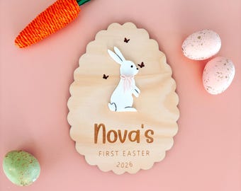 Mi primera placa de Pascua conejito / Pascua personalizada / placa de Pascua de madera / Conejito de Pascua