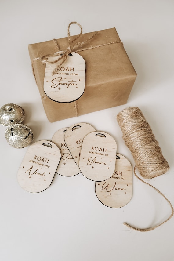 Personalised something to wooden tag / gift tags / Christmas tag / Want Need Read Wear Share / Reusable wooden gift tag / Meaningful gift