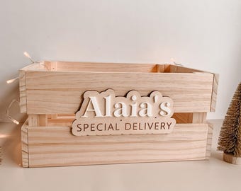 Christmas crate plaque / DIY christmas wooden box / plaque ONLY / Christmas delivery crate / Christmas timber crate plaque / interchangeable