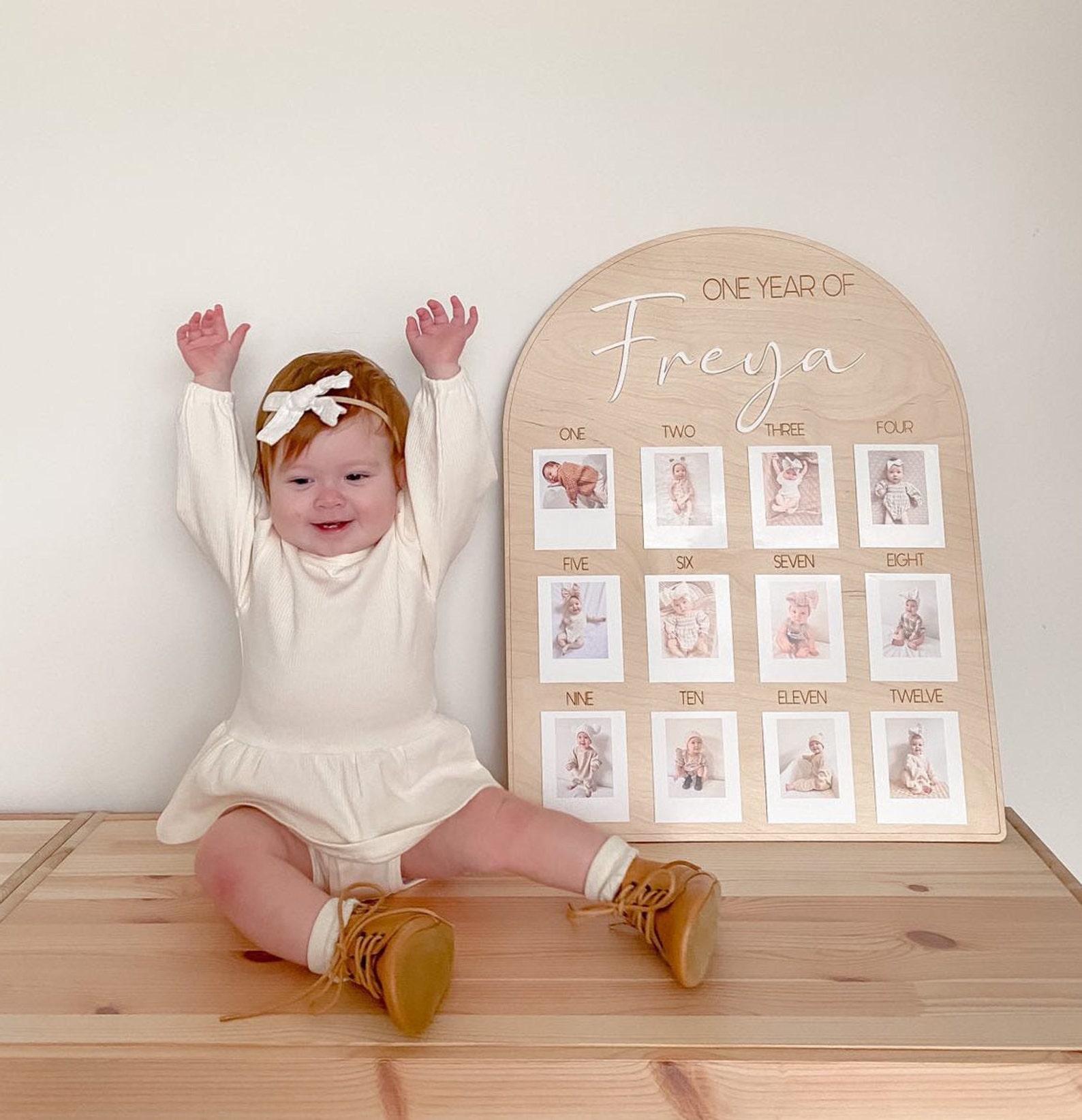 First Birthday Photo Board / One Year of Baby Memory Board / Birthday ...