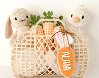 Etiqueta para orejas de conejito de Pascua / Etiqueta para nombre de zanahoria de Pascua / Etiqueta para nombre de Pascua / Etiqueta de Pascua personalizada / Pascua / Búsqueda de huevos de Pascua Etiqueta de regalo de Pascua