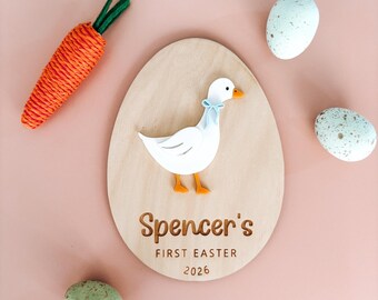Mi primera placa de Pascua de ganso / Pascua personalizada / placa de Pascua de madera / Ganso de Pascua