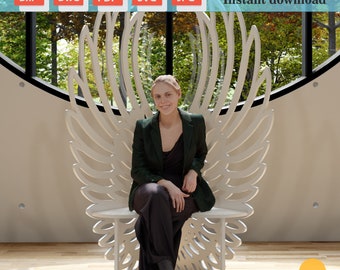 Angel Wings Chair, Angel Wings bench, Woodworking Plans, Custom CNC design, dxf furniture files, CNC template, Vector files, Digital Plans
