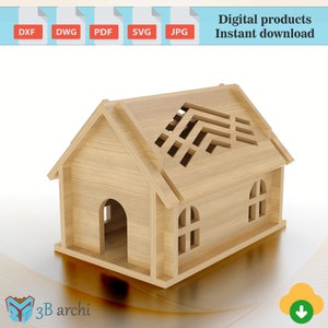 Cat house, Cat bed, Parametric pet house, Nice cat house, cutting files for laser and cnc router, Cat house plan, CNC template, Vector files