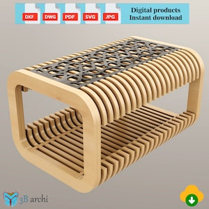 Mesa de centro paramétrica, muebles modernos, planos de mesas de madera contrachapada, diseño de interiores, corte CNC, archivos DXF, archivos vectoriales, proyectos de fresadoras CNC