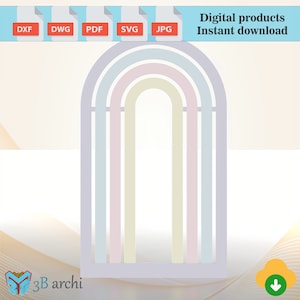 Bellissimo set di 4 fondali ondulati, fondale ad arco arcobaleno, eleganti pannelli decorativi scanalati per fondali, decorazioni ad arco CNC, matrimoni, file DXF-SVG