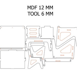 Kids Desk With Storage and Chair, Wood Study Desk for Children, dxf, SVG files, CNC Plans for a plywood kids desk, Set of Table and Chair image 8