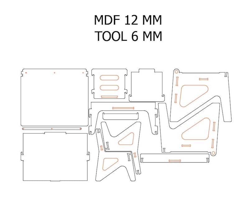 Kids Desk With Storage and Chair, Wood Study Desk for Children, dxf, SVG files, CNC Plans for a plywood kids desk, Set of Table and Chair image 8