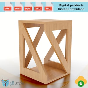 Tavolino laterale dal design elegante, perfetto per qualsiasi soggiorno, tavolo minimalista, sgabello in legno portavasi, piano sgabello CNC, tavolino da caffè, file vettoriale