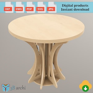 Modern Plywood Round Dining Table Plan: CNC Template (Digital File)