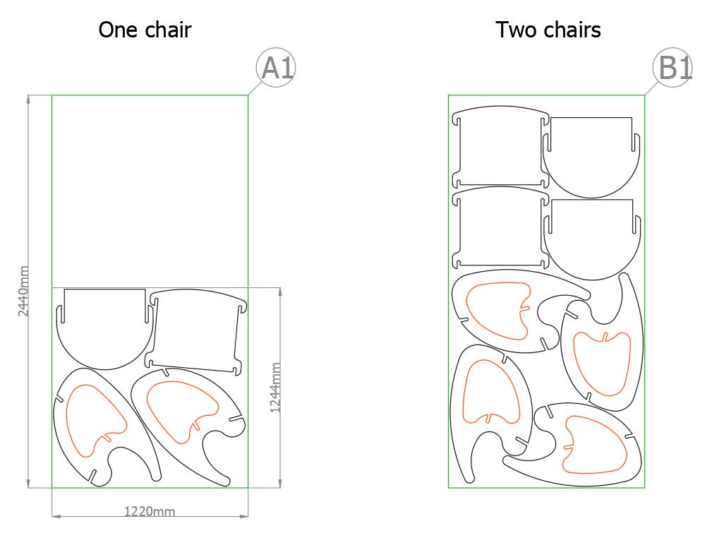 CNC Rocking Chair Plan: Floor Rocker, Vector DXF Template (digital ...