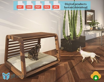 Modern Plywood Pet House: CNC DXF File (Digital Download)