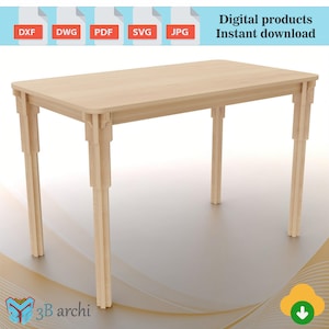Student Table, Study Table plan, Home Office Desk, Minimalist design, Computer Desk,  Digital file for CNC, Dxf SVG Dwg files, Vector files