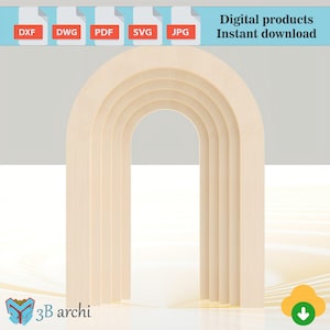 Fondo de arco 3D de 5 capas, para bodas, planos de fondo de arco, arco de fondo CNC, muebles personalizados, plan de bricolaje, plantilla Dxf, archivos de proyecto CNC