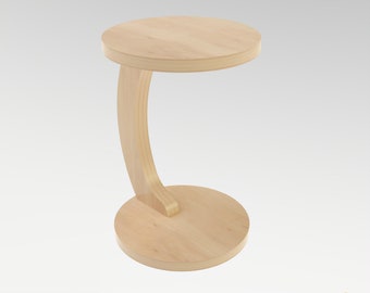 CNC C-Shape Side Table DXF Template: Modern Wood Furniture (Digital Download)