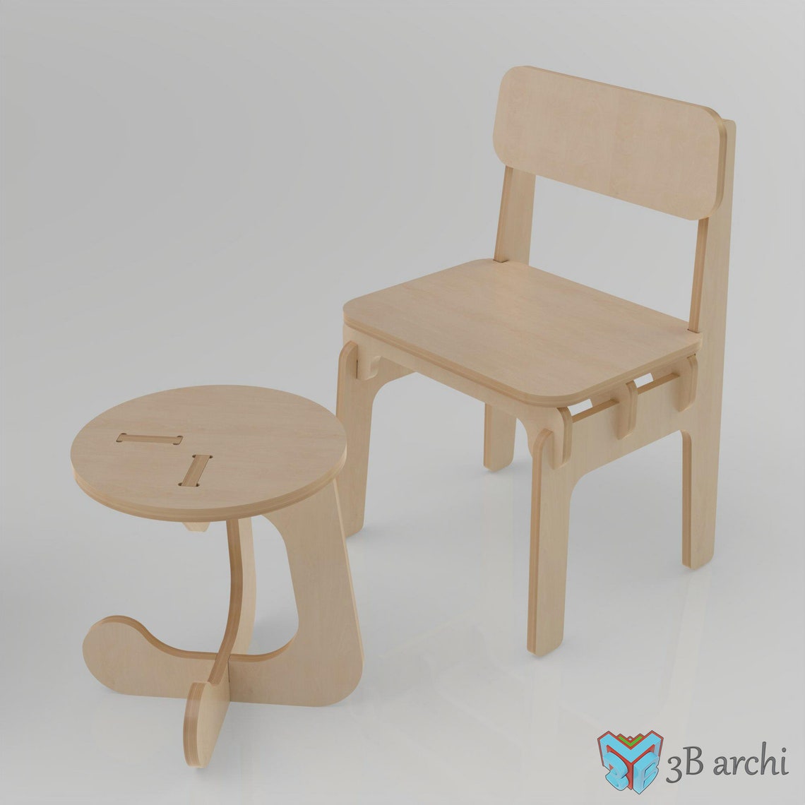 Table and Chair Set, Wooden Kids Table, Children Plywood Desk, Modern ...