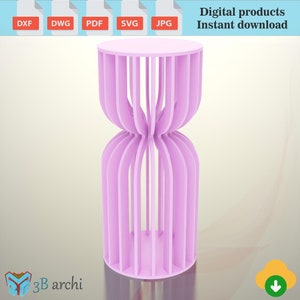 Supporto a piedistallo cilindrico per feste, tavolo da cocktail rotondo, design parametrico, piedistallo a plinto, piedistallo a doghe, modello CNC, progetti Dxf-SVG