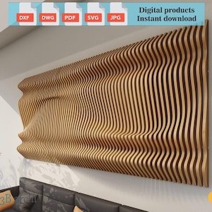 Planos CNC de muro ondulado paramétrico: Diseño de interiores moderno (archivo digital)