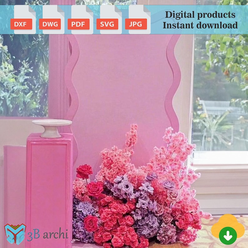 Wavy backdrop plan, Ripple Backdrop Stand: CNC Router Files (Digital Download) image 1