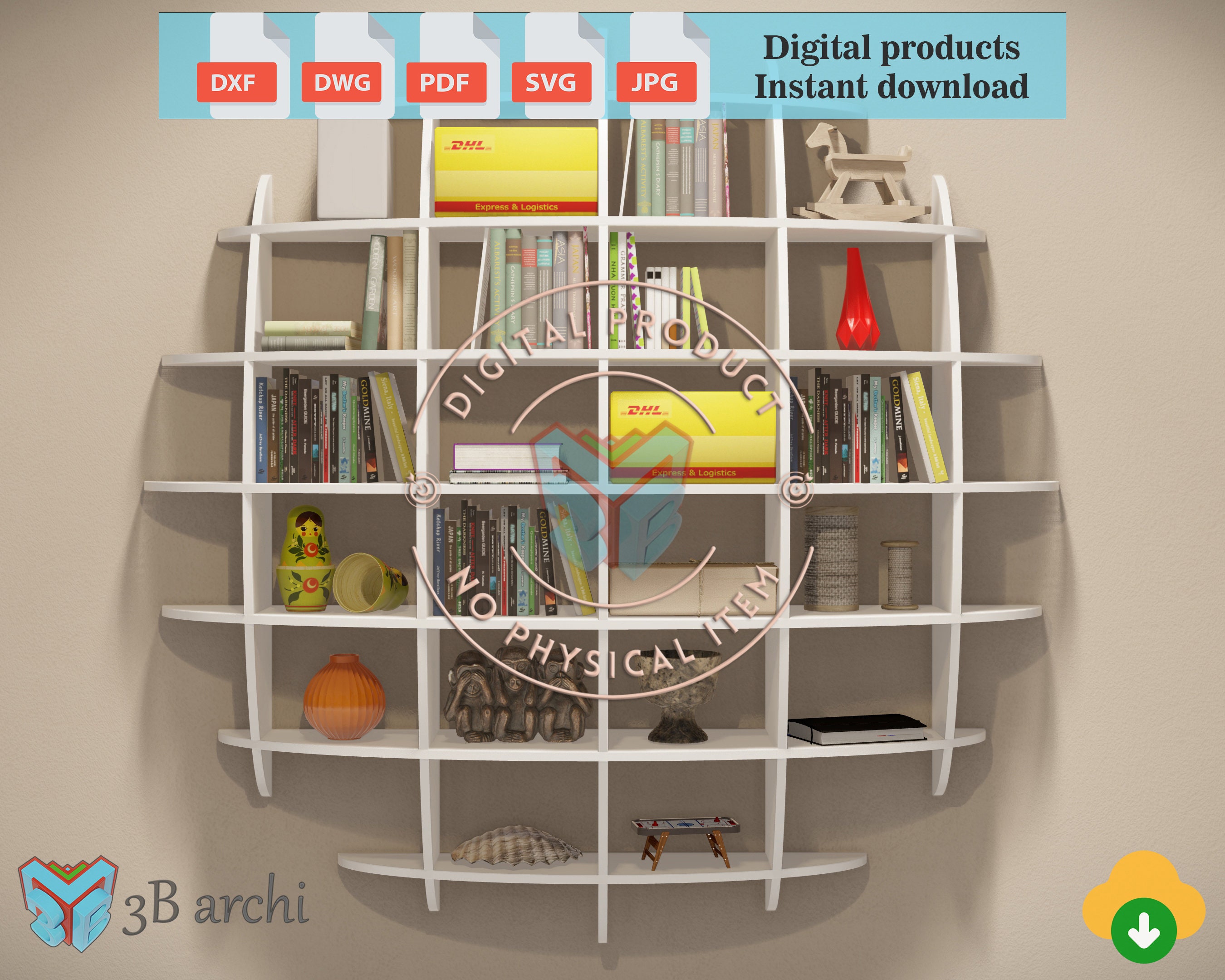 Sphere Bookshelf CNC Files: Parametric Waffle Shelf Plans (digital
