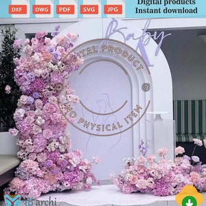 Fondo de arco 3D, arco ondulado para bodas, planos de fondo de arco, listo para CNC, arco de fondo CNC, plantilla Dxf, archivo digital para CNC