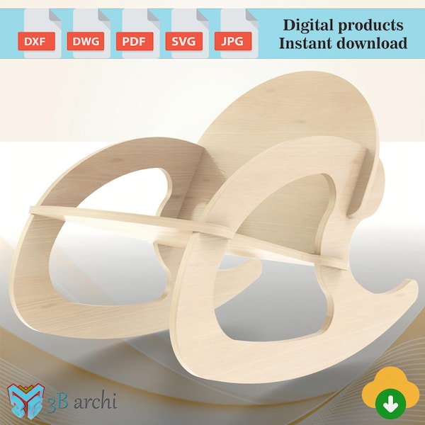 Floor rocking chair, Rocking chair plan, CNC furniture files, Dxf template, CNC Rocking chair, Custom Furniture, Vector files, digital files